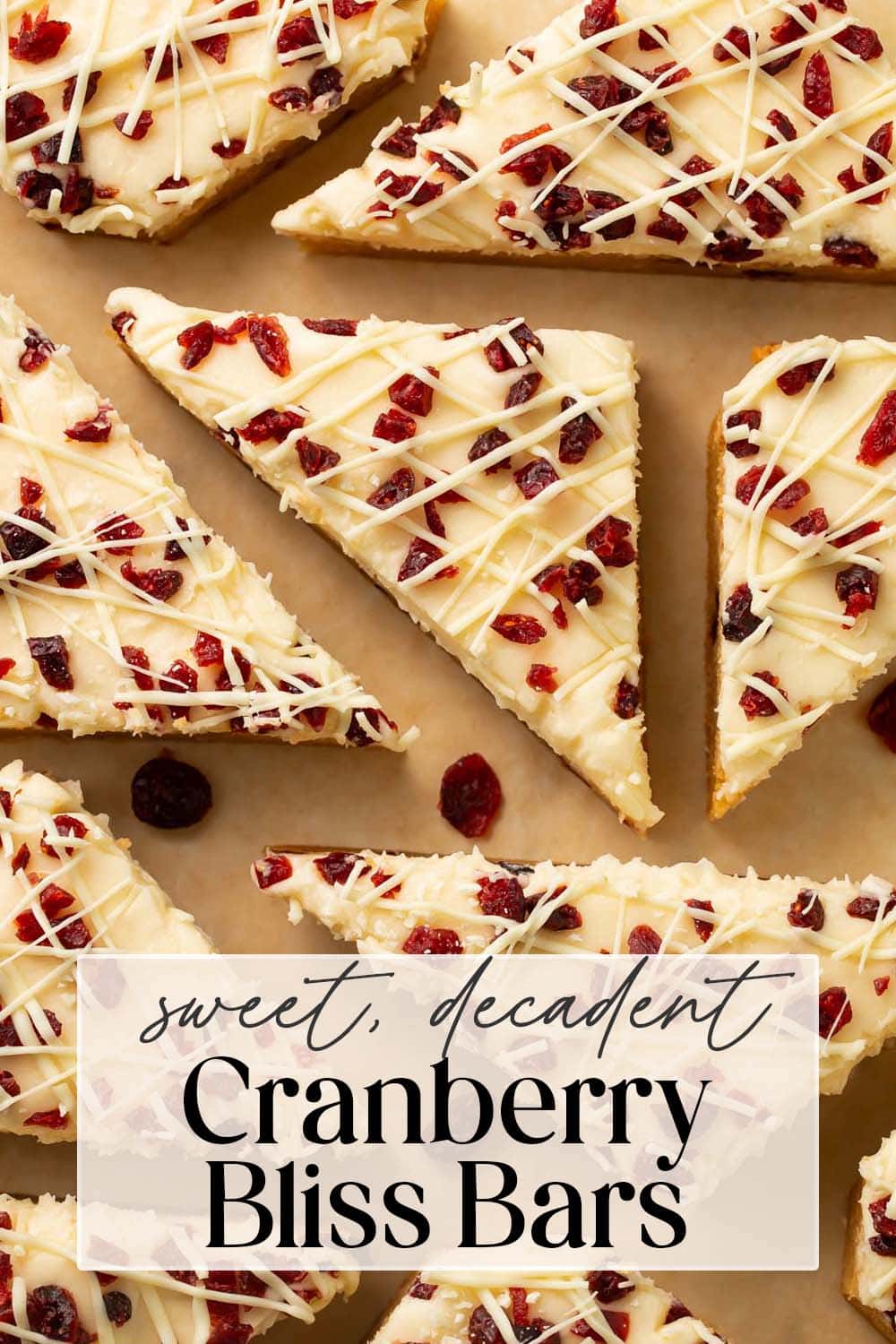 Pin graphic for cranberry bliss bars.